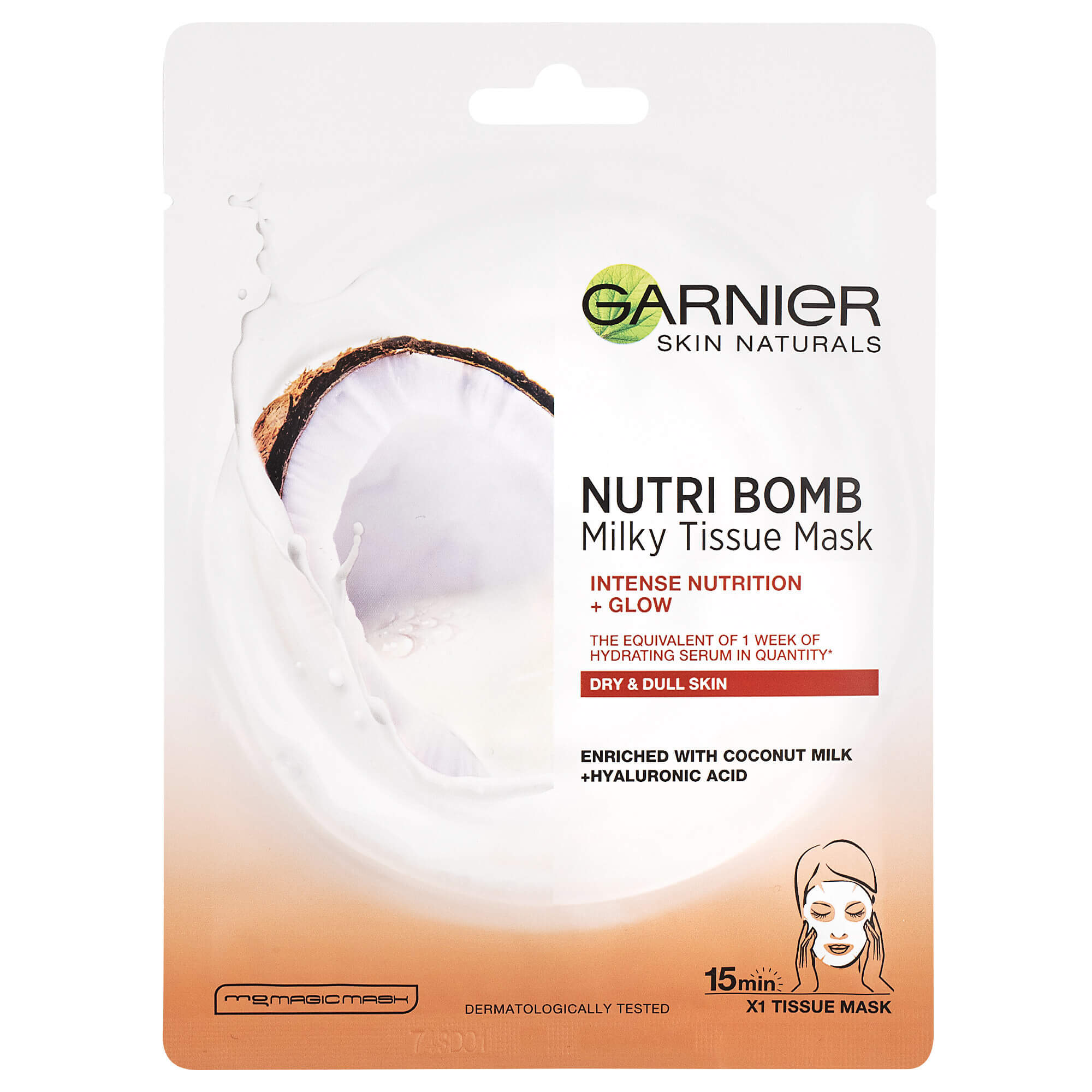 Garnier Textilní pleťová maska s kokosovým mlékem pro suchou pleť Skin Naturals (Milky Tissue Mask) 28 g