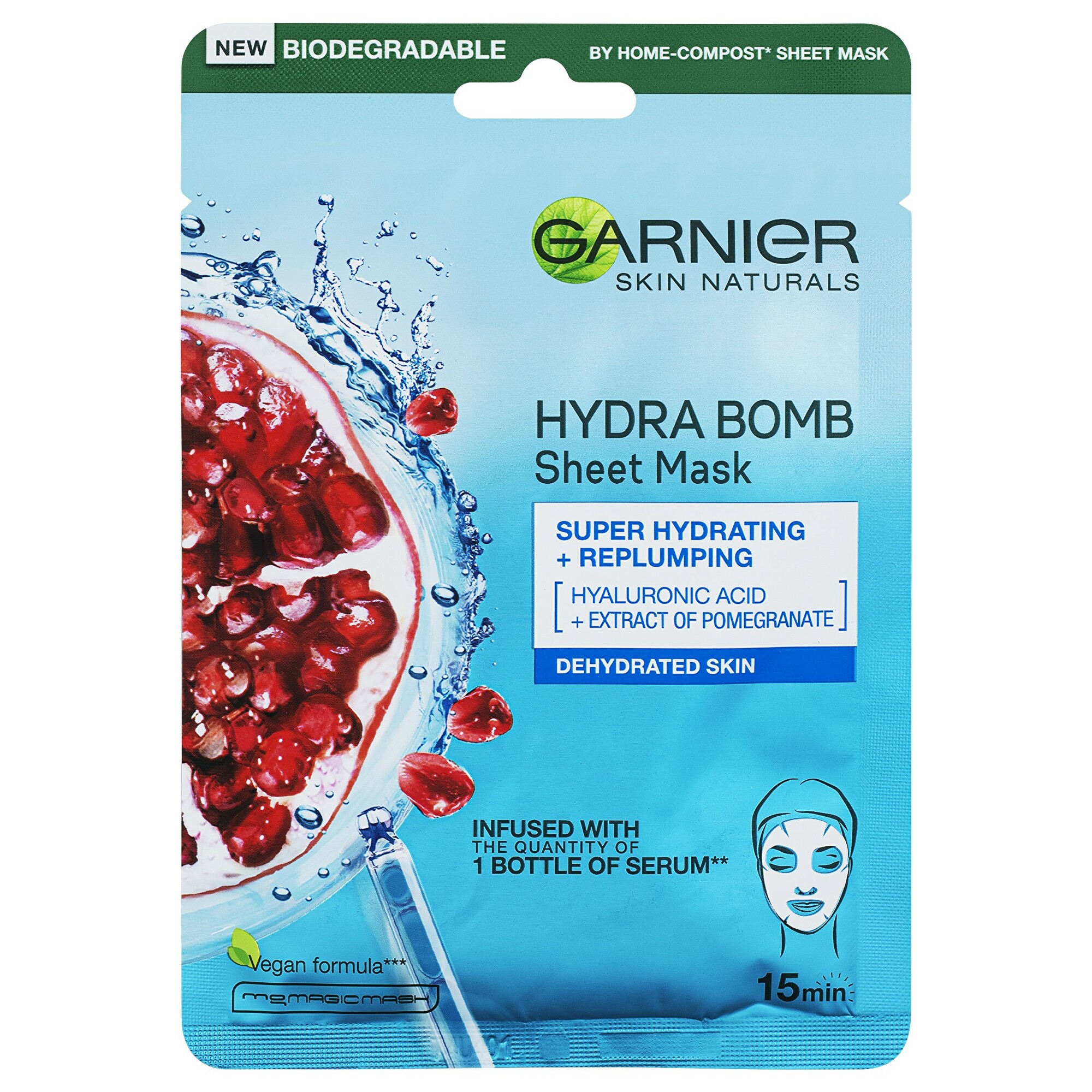 Garnier Super hydratační vyplňující maska Moisture&Aqua Bomb (Skin Tissue Superhydrating Mask) 28 g