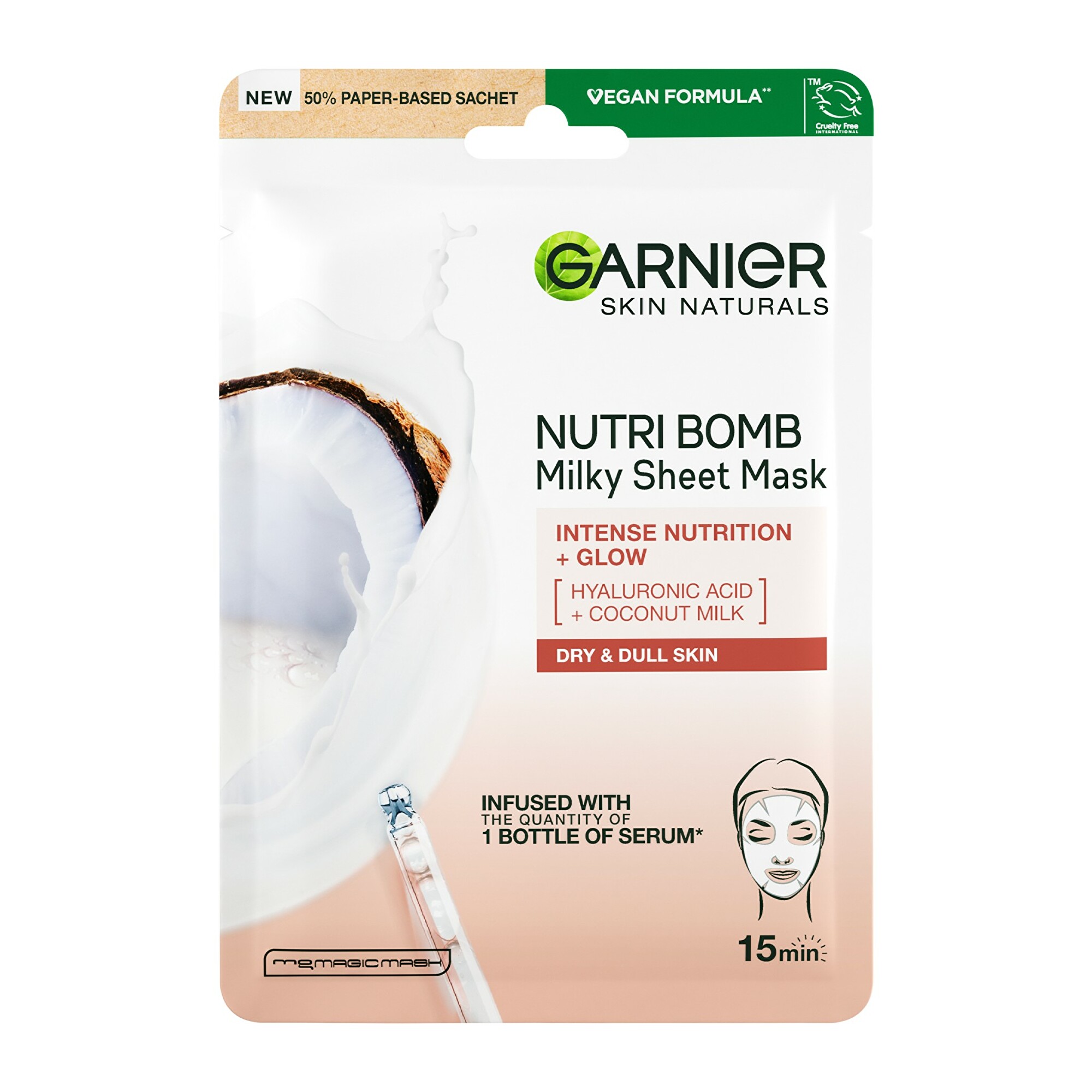 Garnier Textilní pleťová maska s kokosovým mlékem pro suchou pleť Skin Naturals (Milky Tissue Mask) 28 g