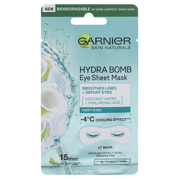 Garnier Vyhlazující oční maska s kokosovou vodou a kyselinou hyaluronovou (Eye Tissue Mask) 6 g