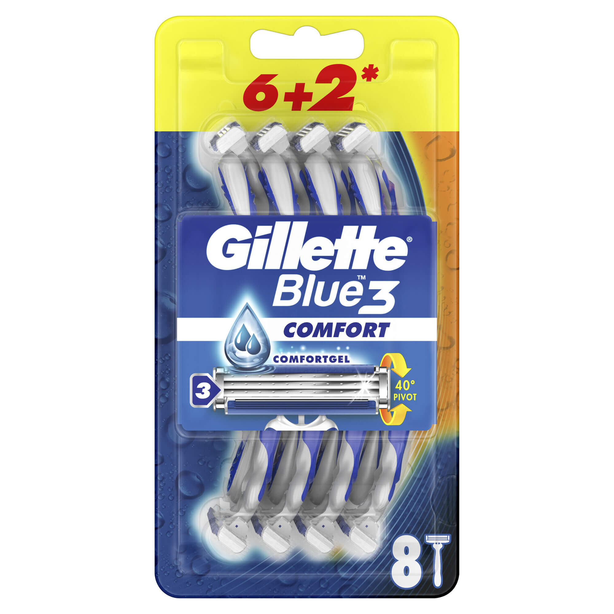 Levně Gillette Jednorázová holítka Blue3 Comfort 6+2 ks