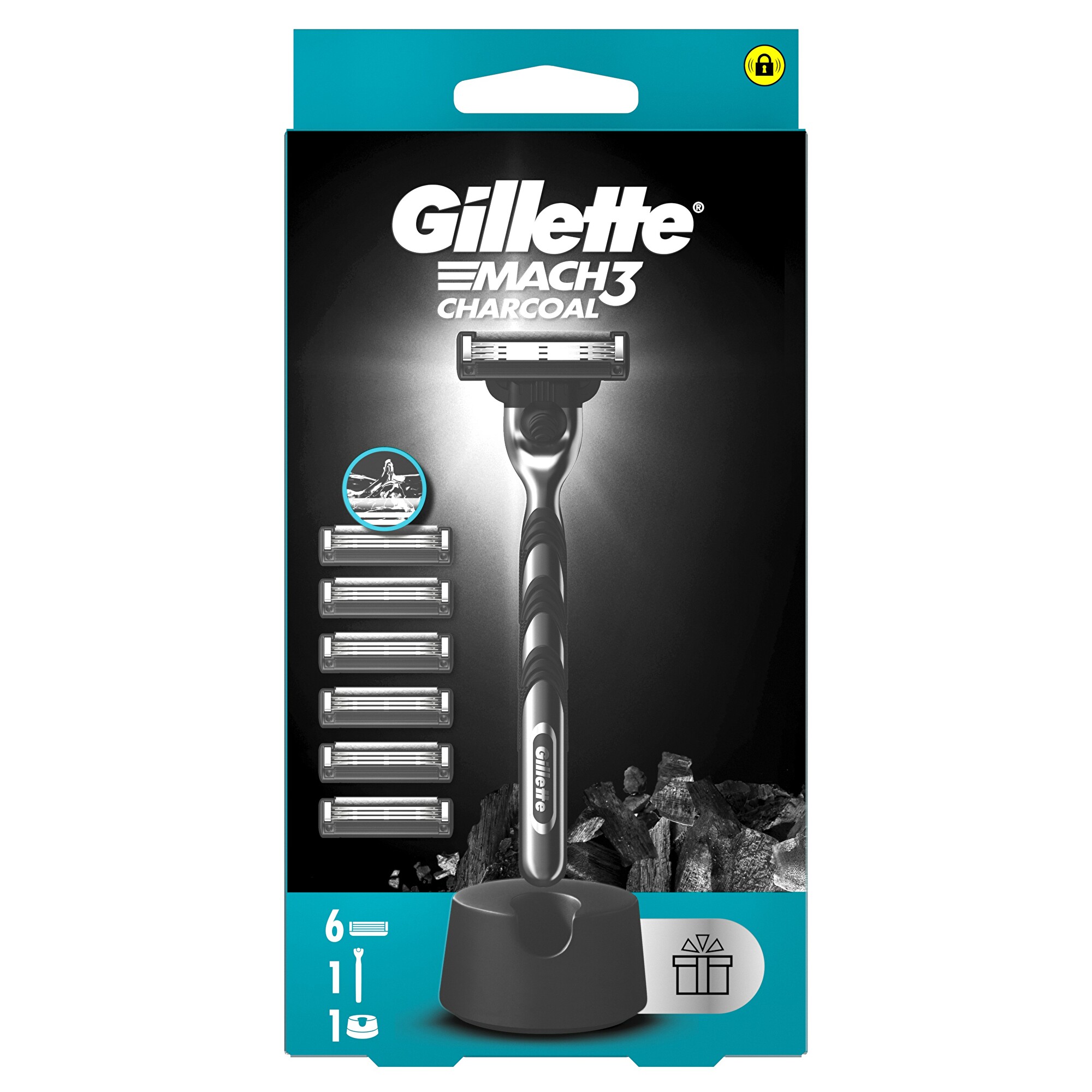 Gillette Holicí strojek Mach3 Charcoal + 6 hlavic