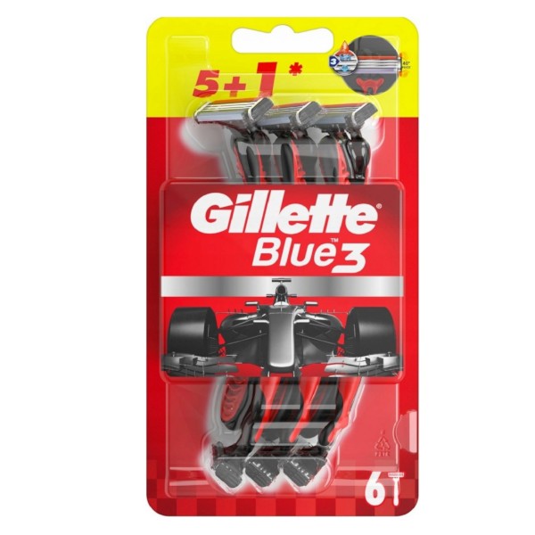 Gillette Jednorázová holítka Blue3 Red & White 5+1 ks