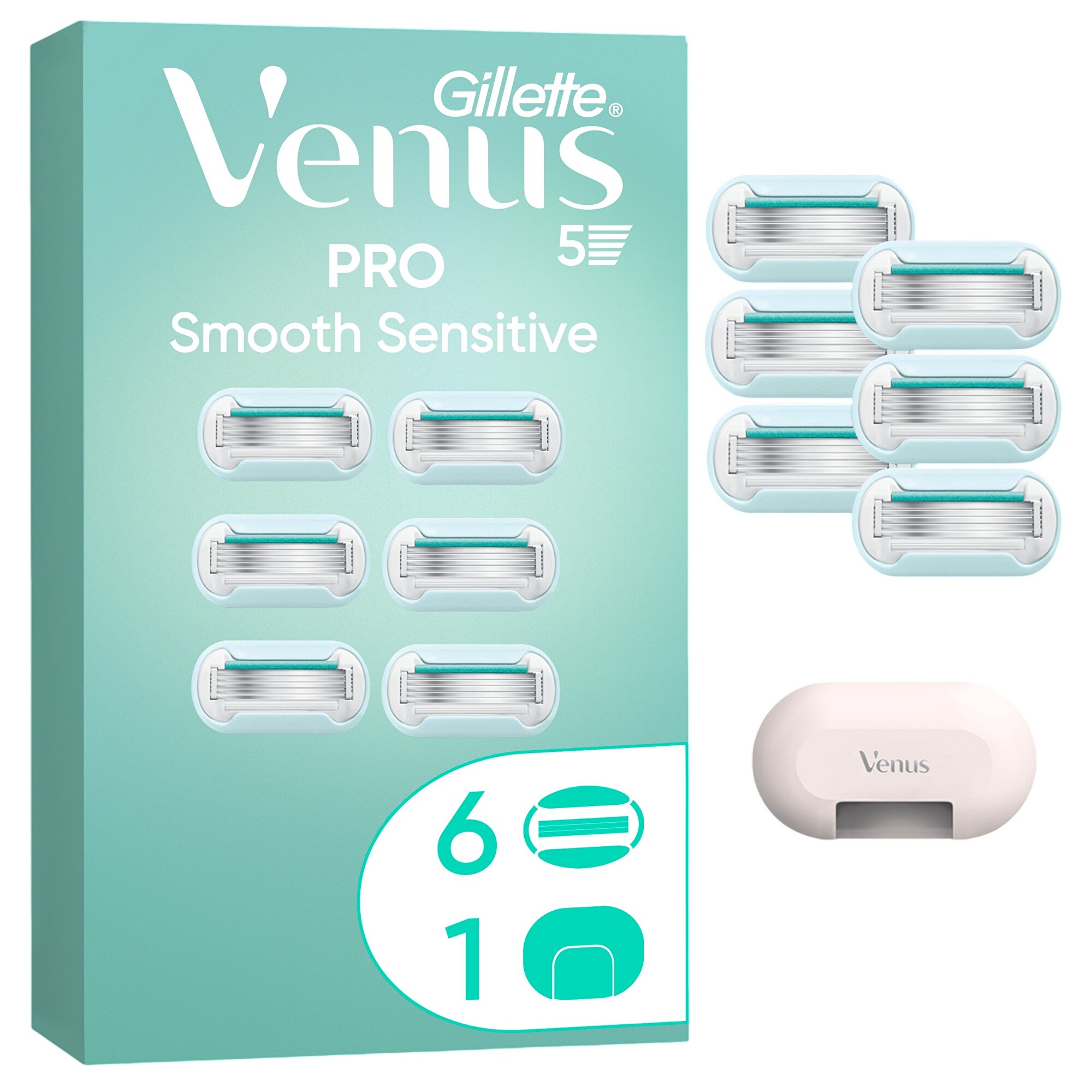Gillette Náhradní hlavice Pro Smooth Sensitive 6 ks + kryt