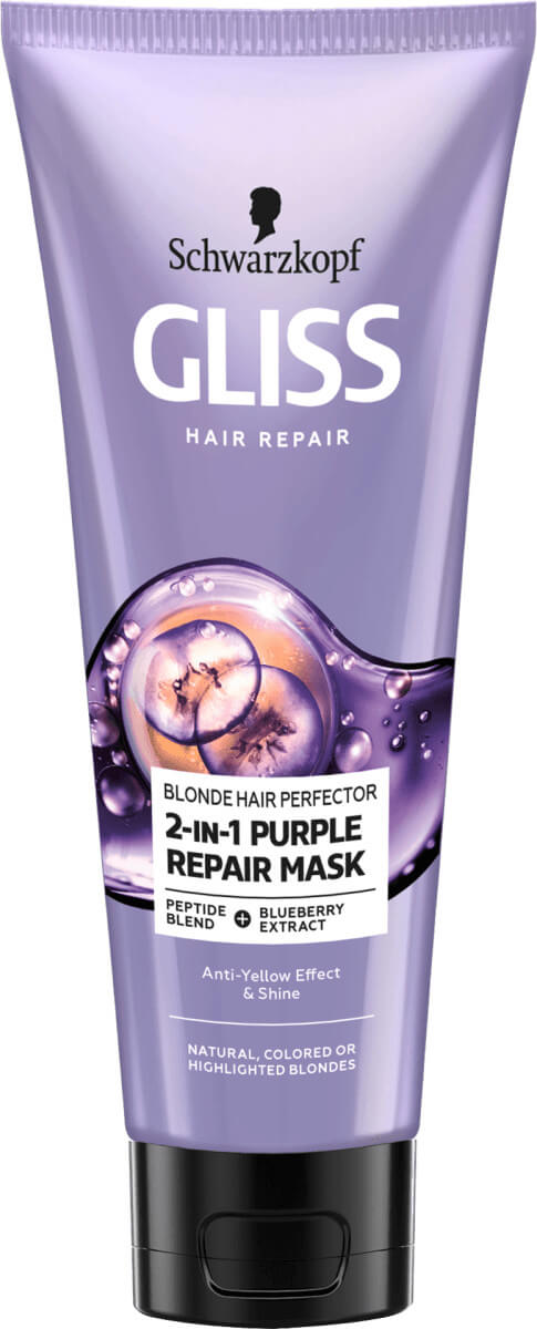 Gliss Kur Regenerační maska pro blond vlasy Blonde Perfector (2-in-1 Purple Mask) 200 ml