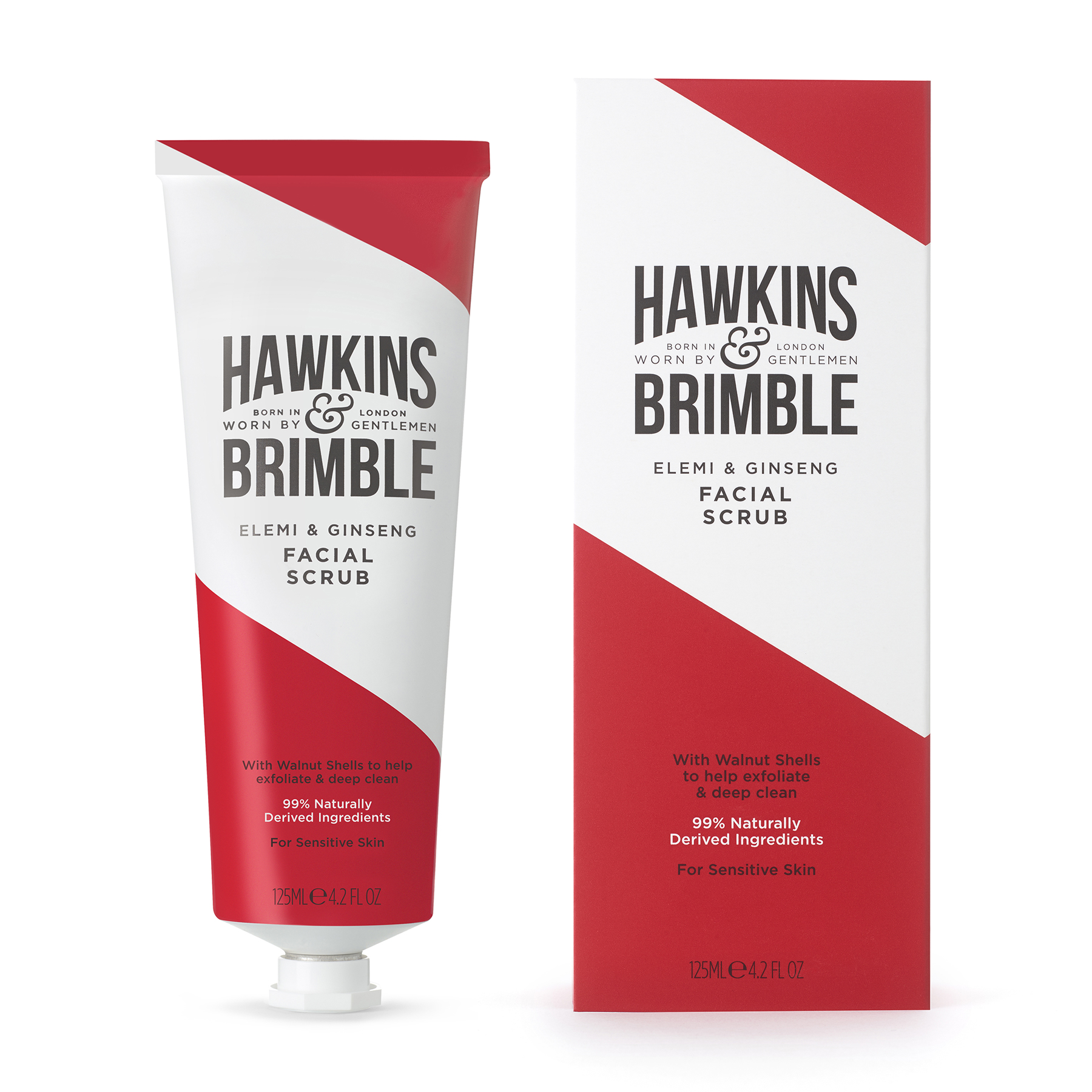 Hawkins & Brimble Jemný pleťový peeling pro muže s vůní elemi a ženšenu (Elemi & Ginseng Pre-Shave Scrub) 125 ml