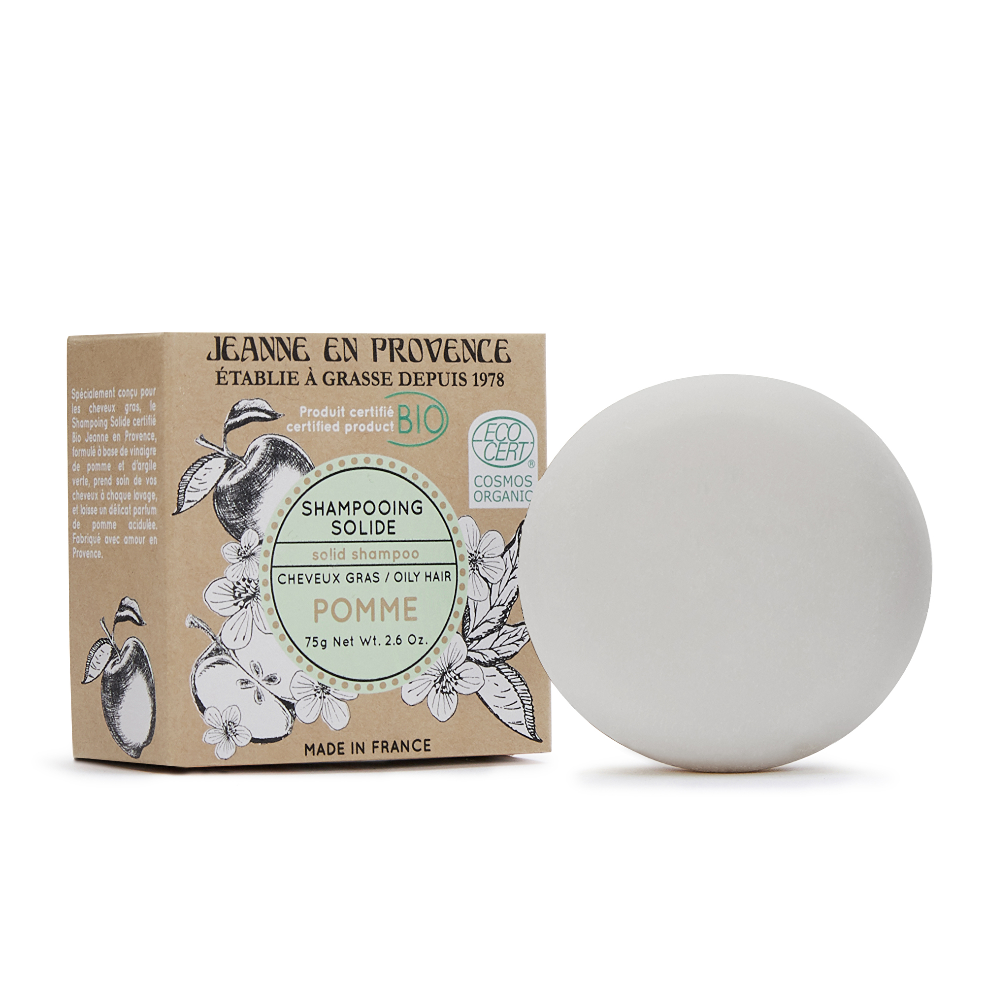 Jeanne En Provence Tuhý šampon bio Jablko (Solid Shampoo) 100 g