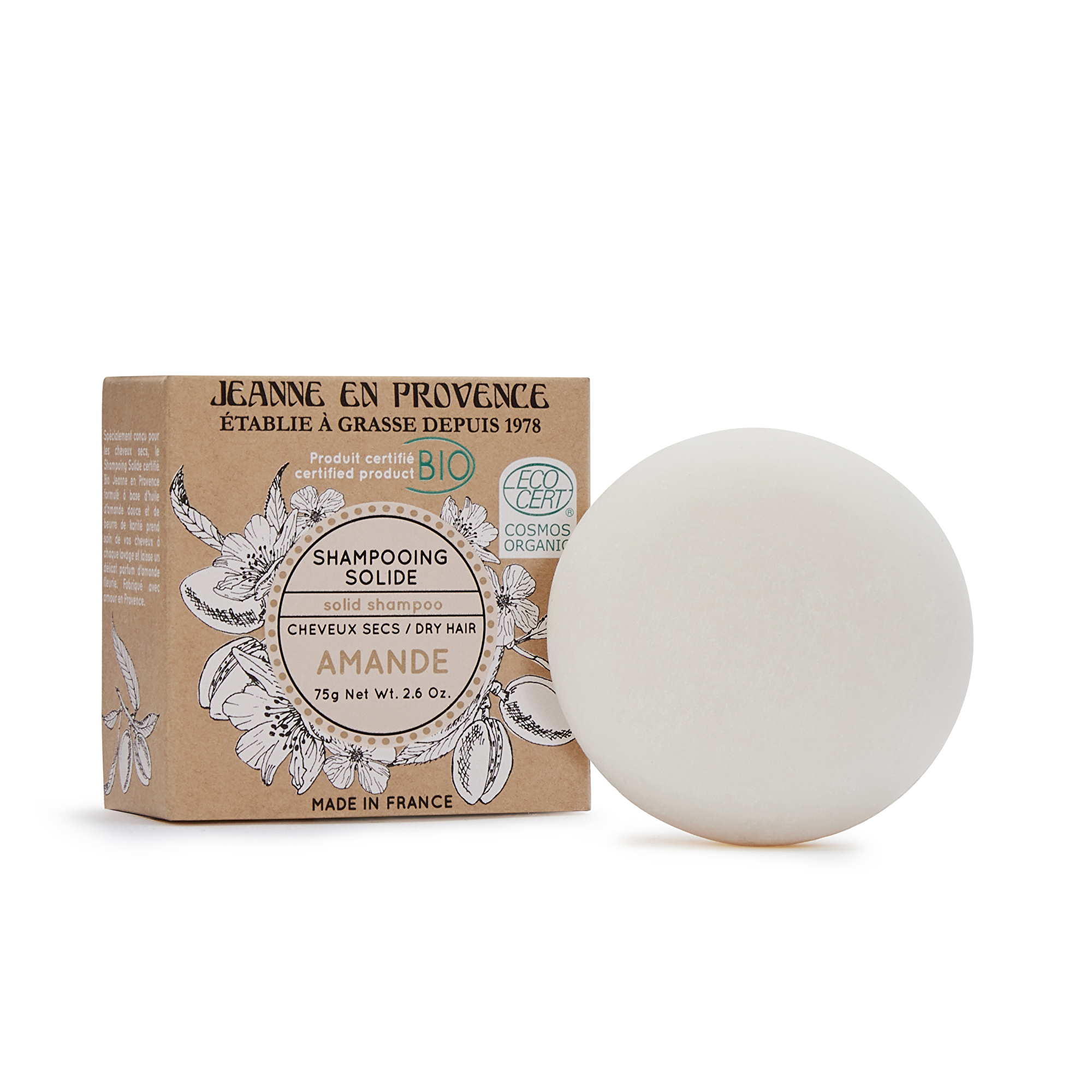 Jeanne En Provence Tuhý šampón bio Mandle (Solid Shampoo) 100 g
