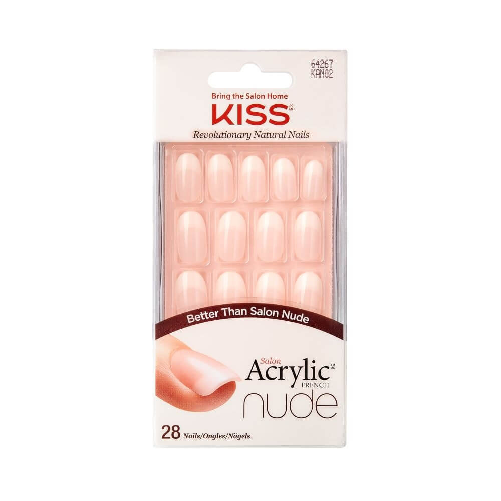 KISS Akrylové nechty – francúzska manikúra pre prirodzený vzhľad Salon Acrylic French Nude 64267 28 ks