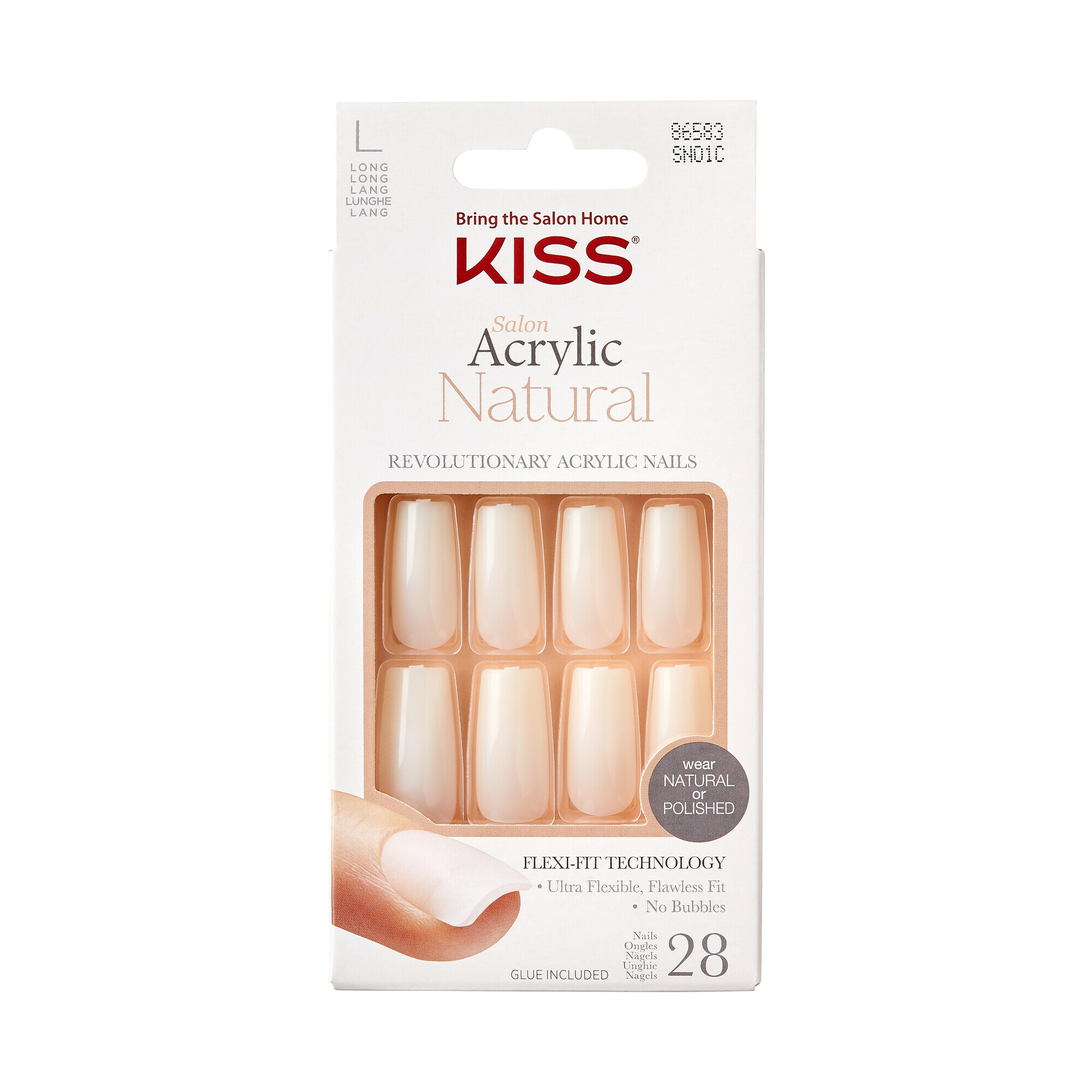 KISS Nalepovací nehty Salon Acrylic Natural Nails - Bareskinned 28 ks