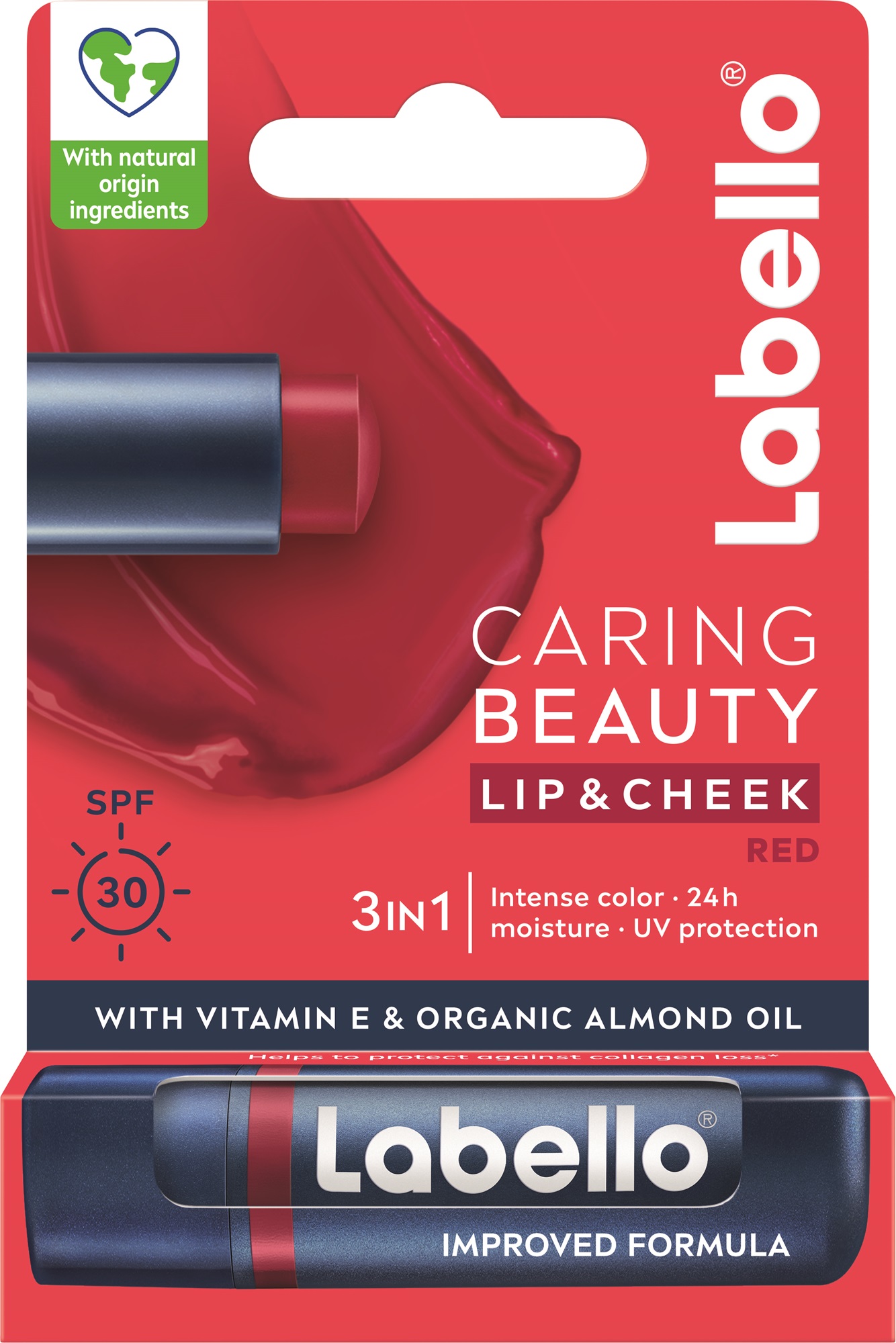 Labello Balzám na rty SPF 30 Red Caring Beauty Lip & Cheek 4,8 g