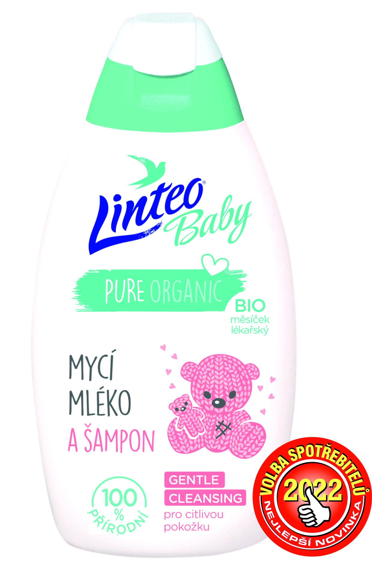 Linteo Dětské mycí mléko a šampon s Bio měsíčkem lékařským Baby 425 ml