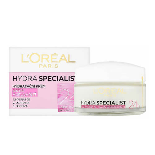 L'Oréal Paris Hydra Specialist 50 ml denný pleťový krém pre ženy na zmiešanú pleť; na citlivú a podráždenú pleť