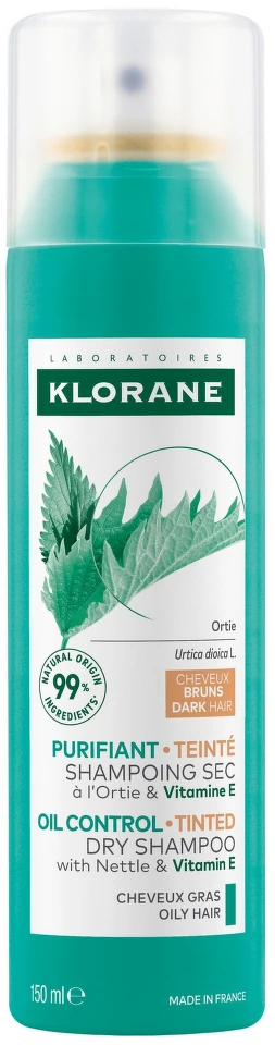 Klorane Suchý šampon pro mastné a tmavé vlasy Bio Kopřiva Dry Shampoo 150 ml
