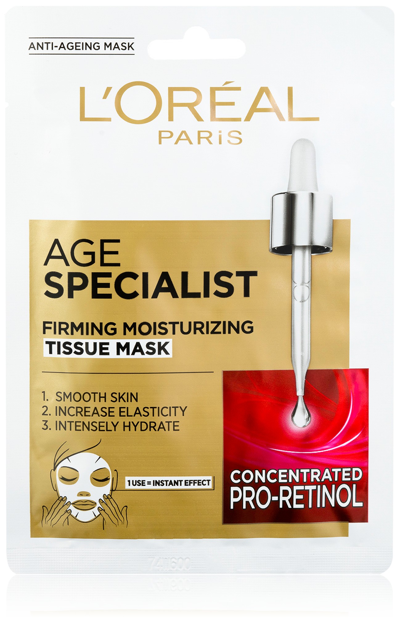 L´Oréal Paris Textilní maska pro okamžité zpevnění a vyhlazení pleti Age Specialist 45+ (Firming Tissue Mask) 1 ks