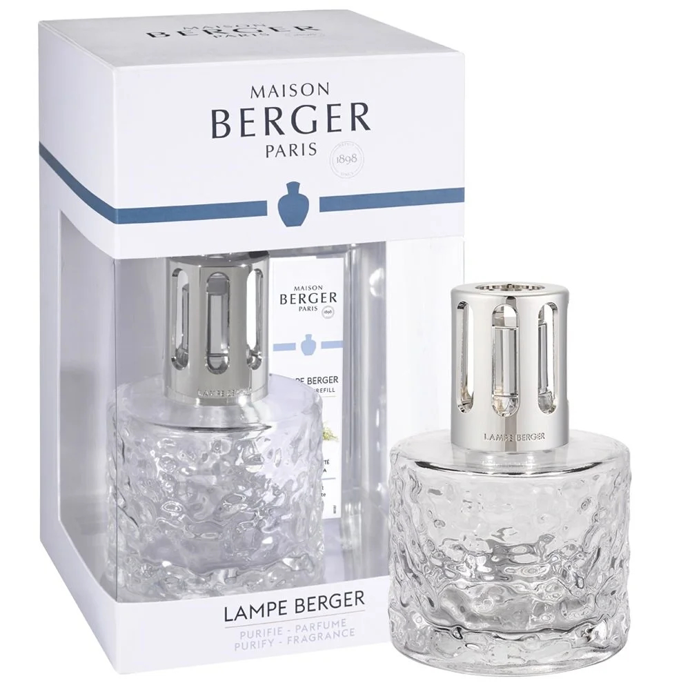 Maison Berger Paris Darčeková sada katalytická lampa Mirage Transparent + náplň Pure White Tea 250 ml