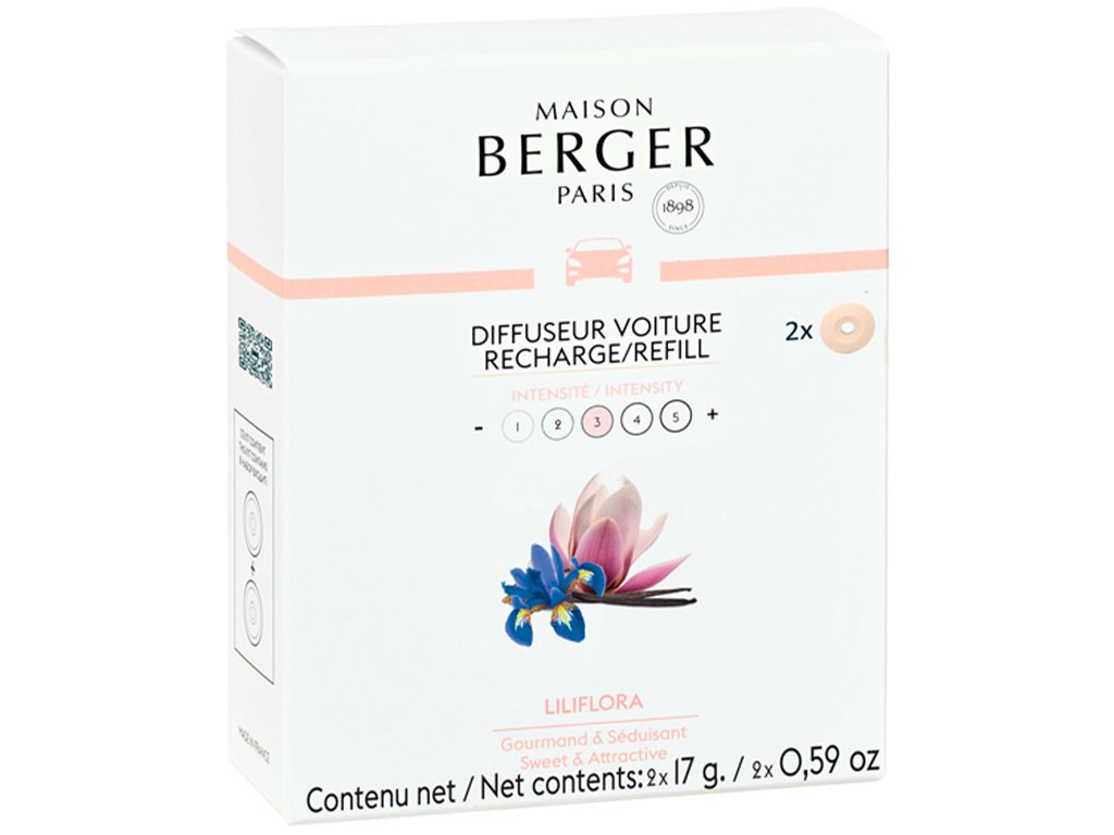 Maison Berger Paris Náhradná náplň do difuzéra do auta Magnólia Liliflora (Car Diffuser Recharge/Refill) 2 ks
