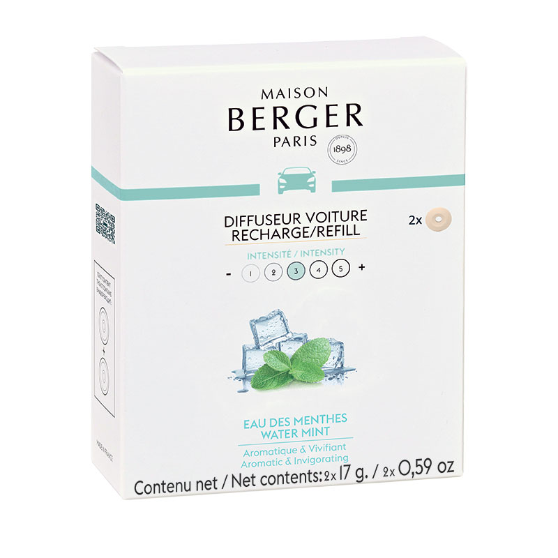 Maison Berger Paris Náhradná náplň do difuzéra do auta Mätová voda Water Mint (Car Diffuser Recharge/Refill) 2 ks