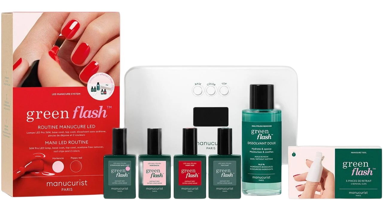 Manucurist Dárková sada Green Flash Mani Led Routine