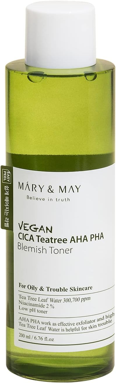 MARY & MAY Pleťové tonikum CICA TeaTree AHA PHA (Blemish Toner) 200 ml