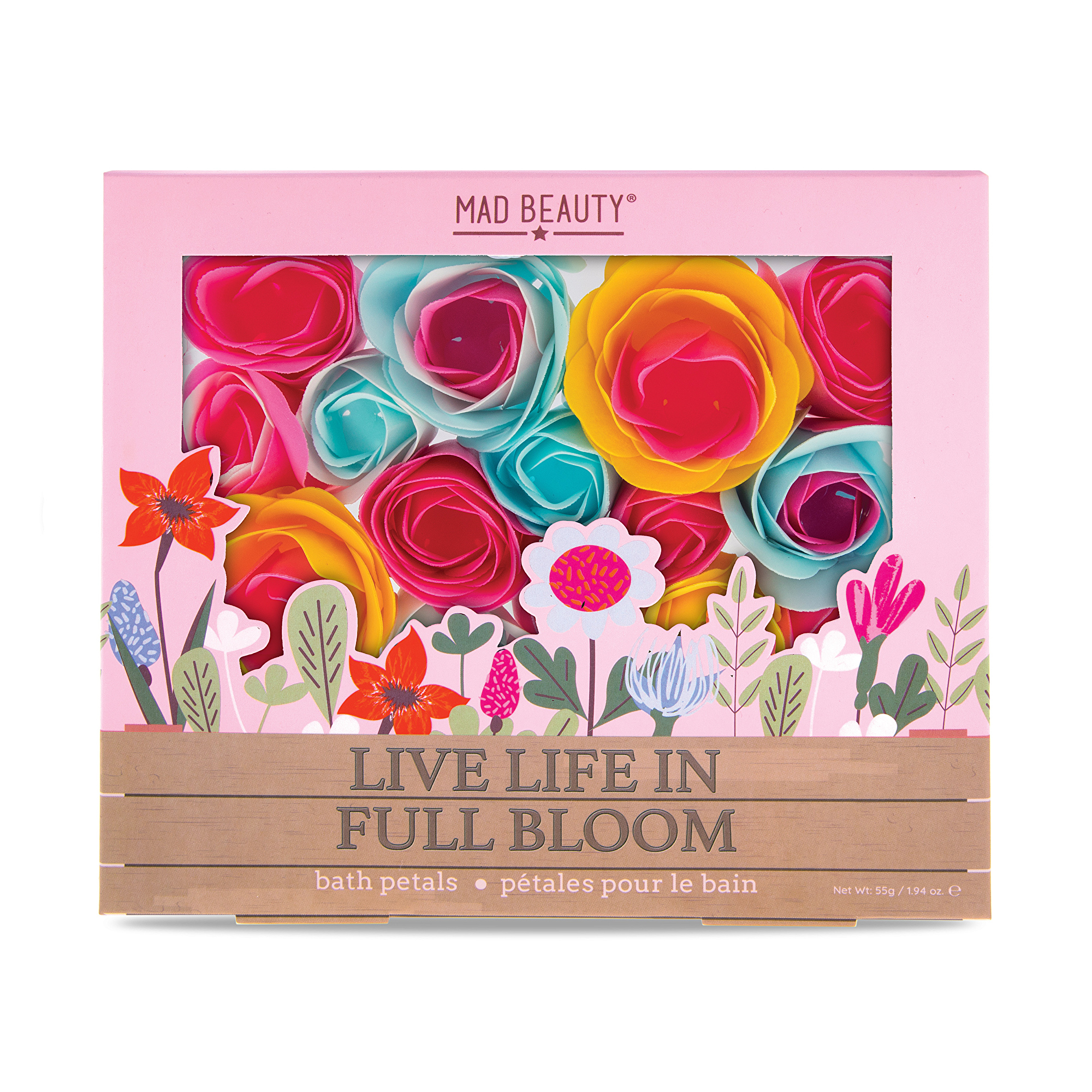 Mad Beauty Květinové lístky do koupele In Full Bloom (Bath Petals) 55 g