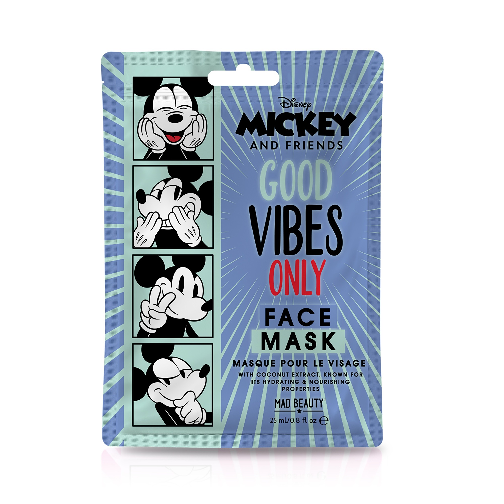 Mad Beauty Maska na obličej M&F Sheet Cosmetic Sheet Mask Mickey 25 ml