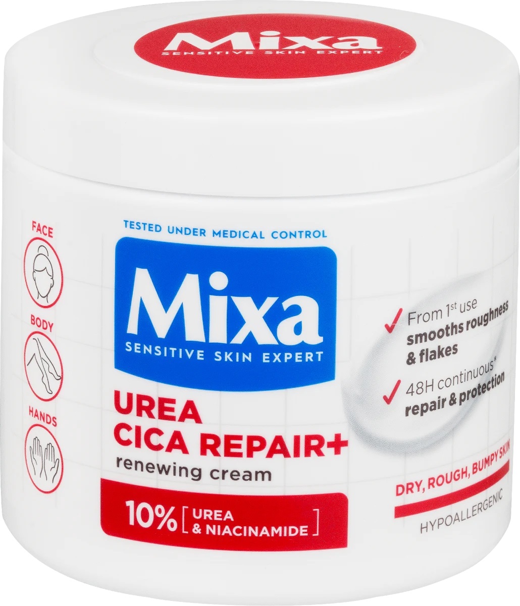 Mixa Regeneračná telová starostlivosť pre veľmi suchú a hrubú pokožku Urea Cica Repair + (Renewing Cream) 400 ml