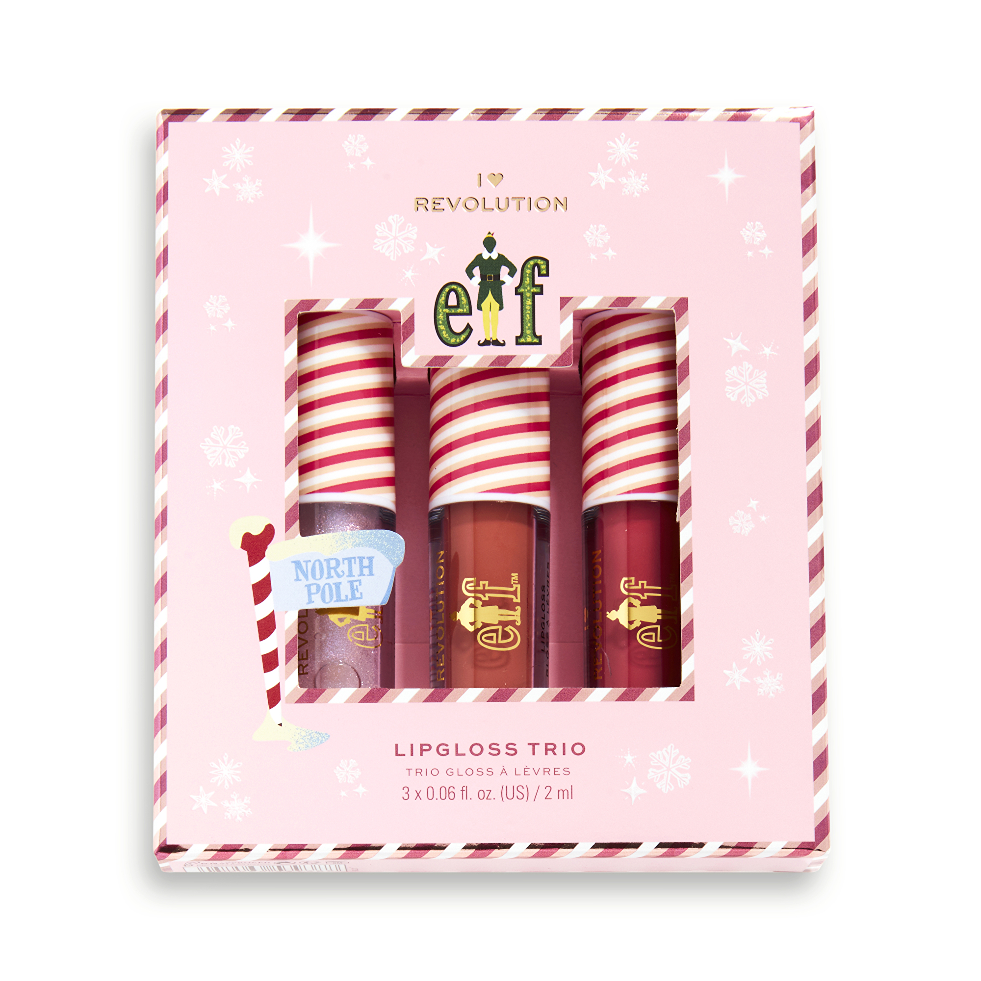 I Heart Revolution Sada lesků na rty x Elf Candy Cane Fores (Lip Gloss Trio)