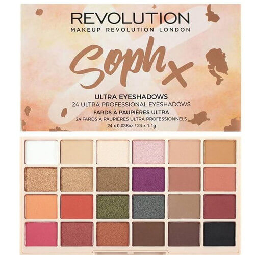 Revolution Paletka 24 očných tieňov SophX (Eyeshadow Palette) 26,4 g