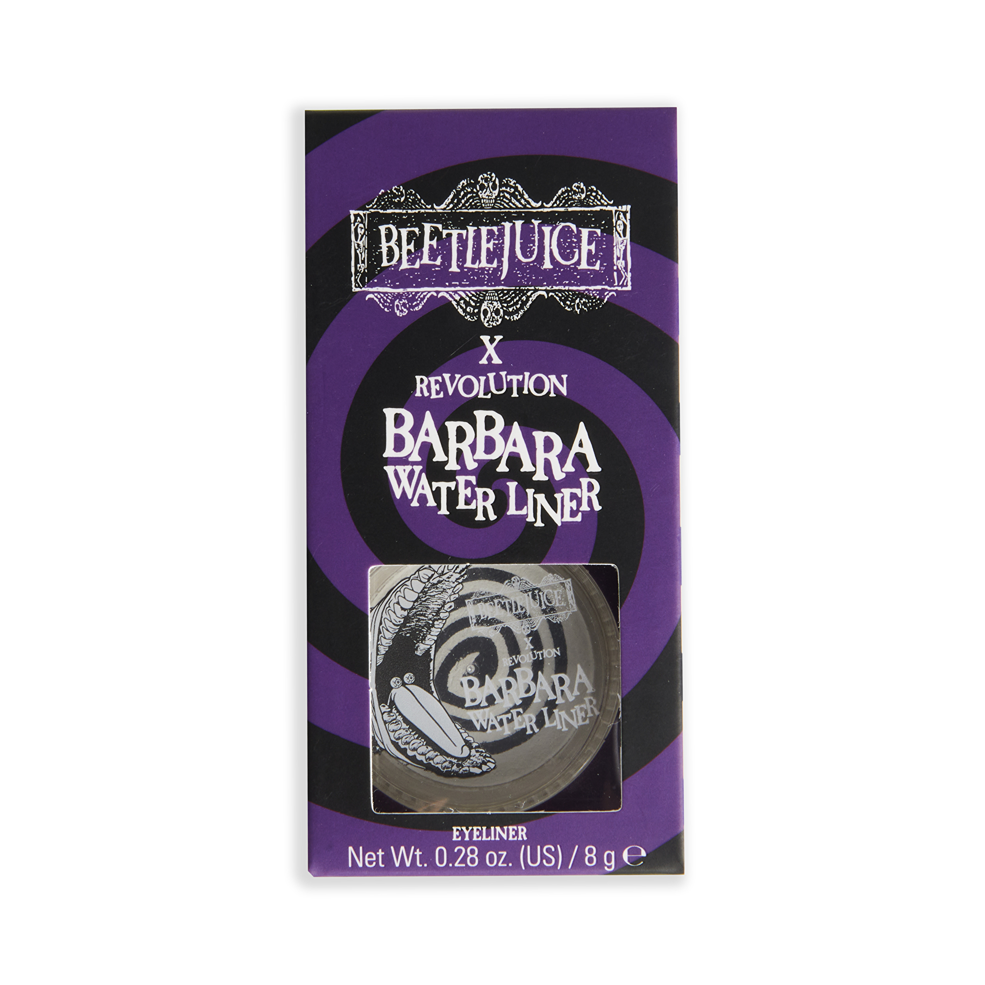 Revolution Oční linka Beetlejuice x Revolution Barbara Cake Liner černobílá 8 g