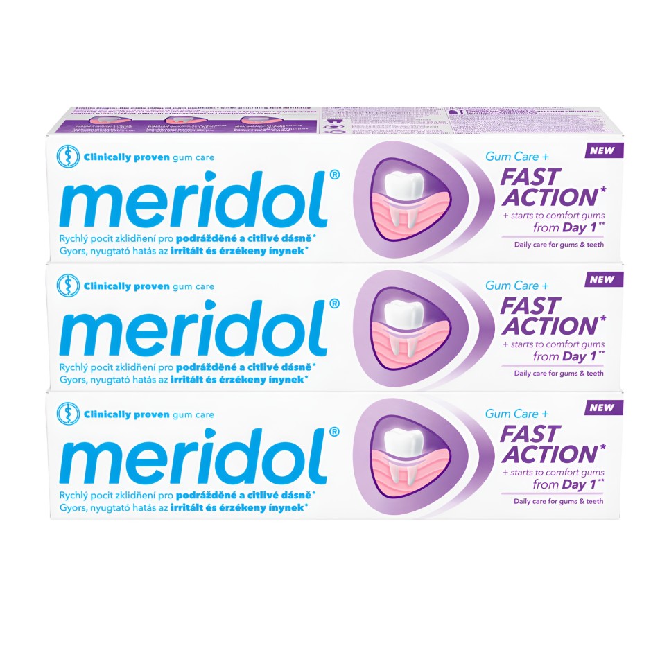 Meridol Zubní pasta Fast Action 3 x 75 ml
