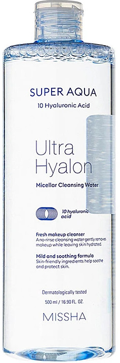 Missha Čistiaca micelárna voda Super Aqua Ultra Hyalon (Micellar Cleansing Water) 500 ml