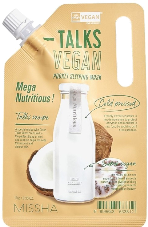 Missha Veganská noční pleťová maska Talks Vegan Squeeze Mega Nutritious (Pocket Sleeping Mask) 10 g