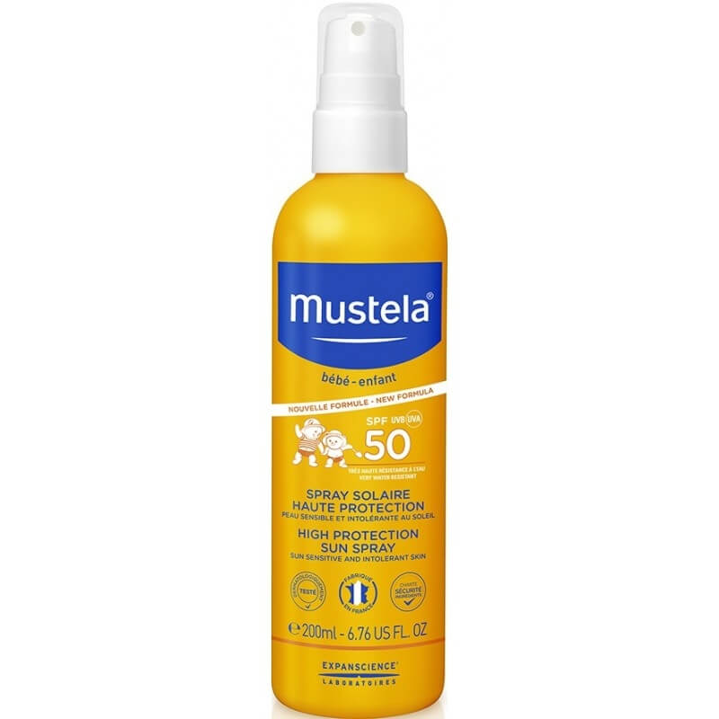 Mustela Dětský ochranný sprej na opalování SPF 50 (High Protection Sun Spray) 200 ml