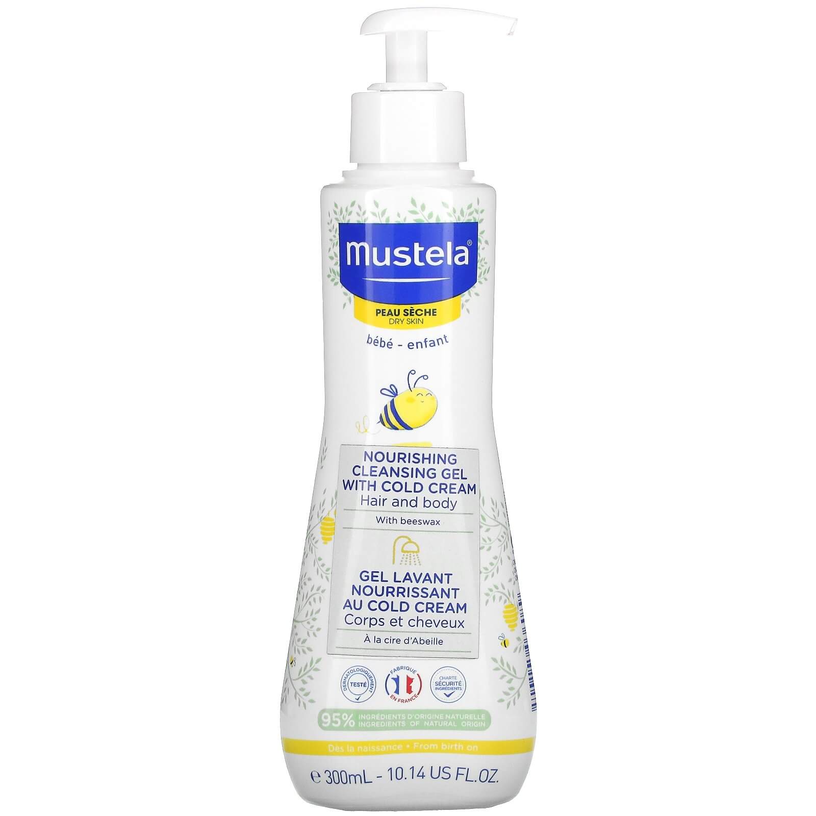 Zobrazit detail výrobku Mustela Dětský vyživující čisticí gel se včelím voskem pro suchou pokožku (Nourishing Cleansing Gel with Cold Cream) 300 ml