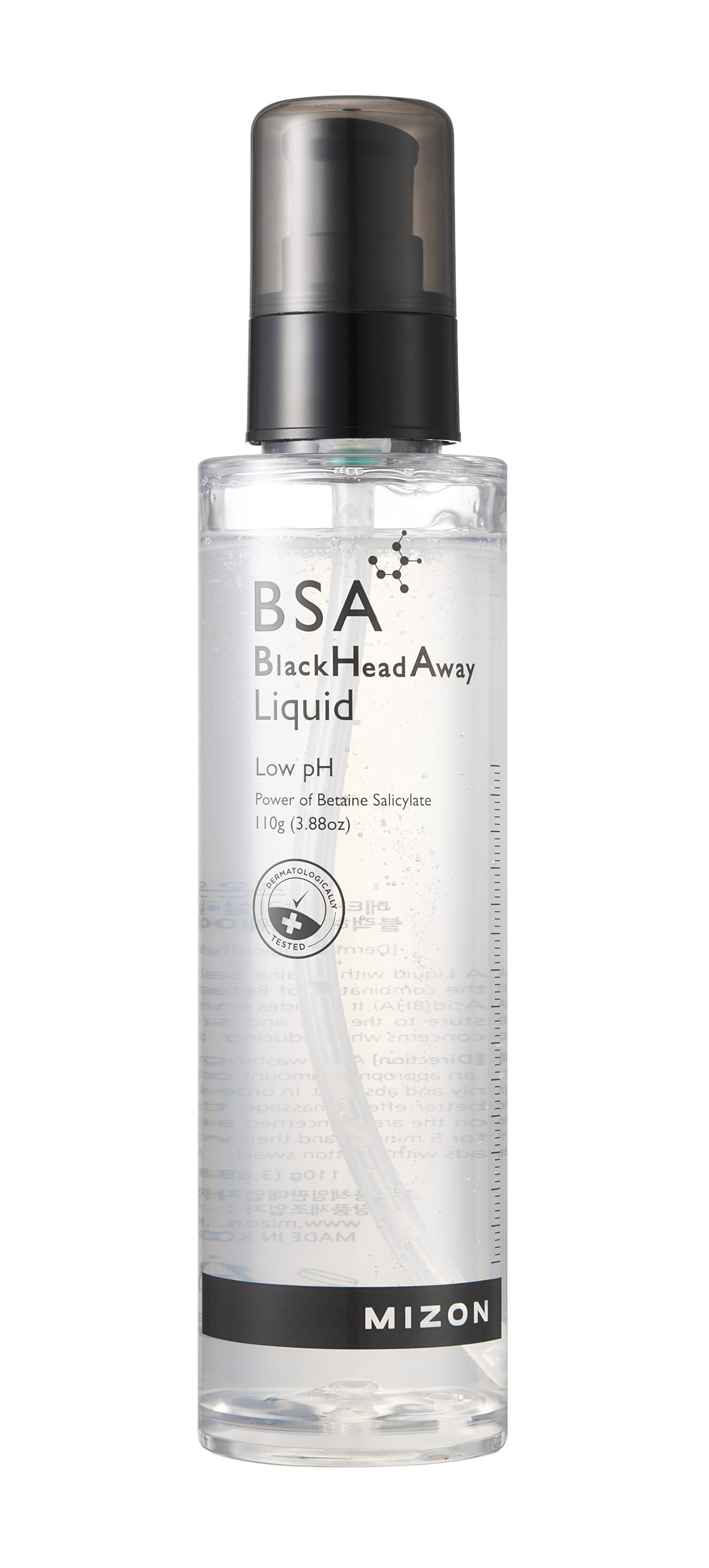 Levně Mizon Pleťový peeling na černé tečky BSA BlackHead Away (Liquid) 110 g