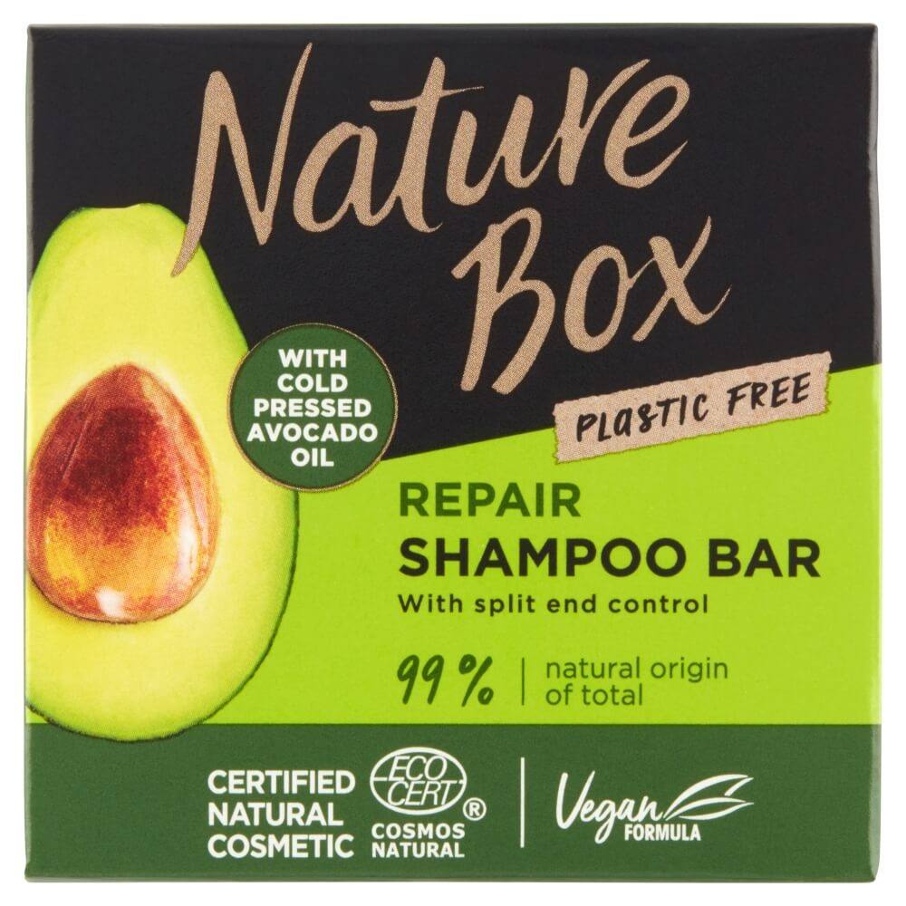 Nature Box Tuhý šampon pro regeneraci vlasů a kontrolu roztřepených konečků Avocado Oil (Shampoo Bar) 85 g