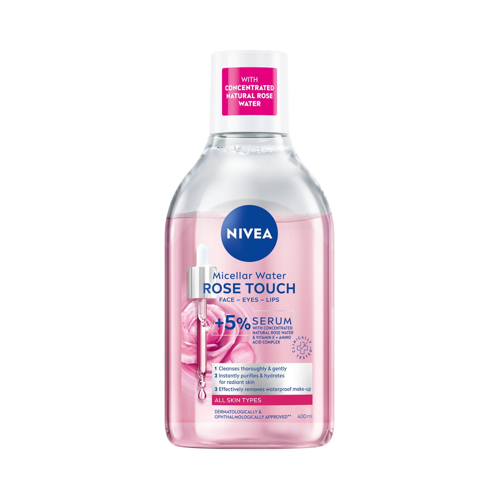 Nivea Dvoufázová micelární voda s růžovou vodou (Micellar Rose Water) 400 ml