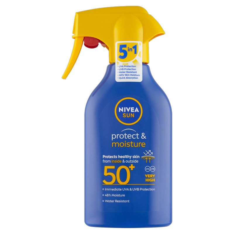Levně Nivea Hydratační sprej na opalování s pumpičkou SPF 50+ Sun (Protect & Moisture Spray) 270 ml