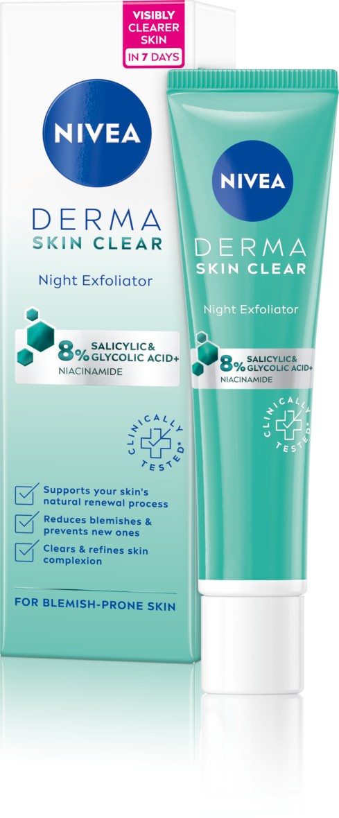Nivea Noční exfoliační pleťový peeling Derma Skin Clear (Night Exfoliator) 40 ml