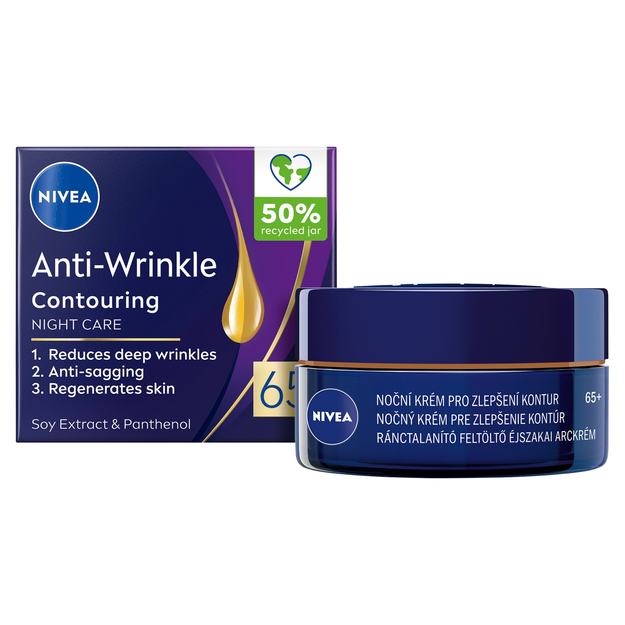 Nivea Noční krém pro zlepšení kontur 65+ (Anti-Wrinkle Contouring Night Care) 50 ml