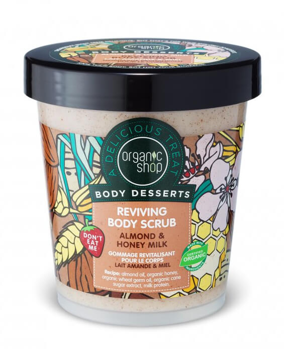 Organic Shop Oživující tělový peeling Body Desserts Mandle a med (Reviving Body Scrub) 450 ml