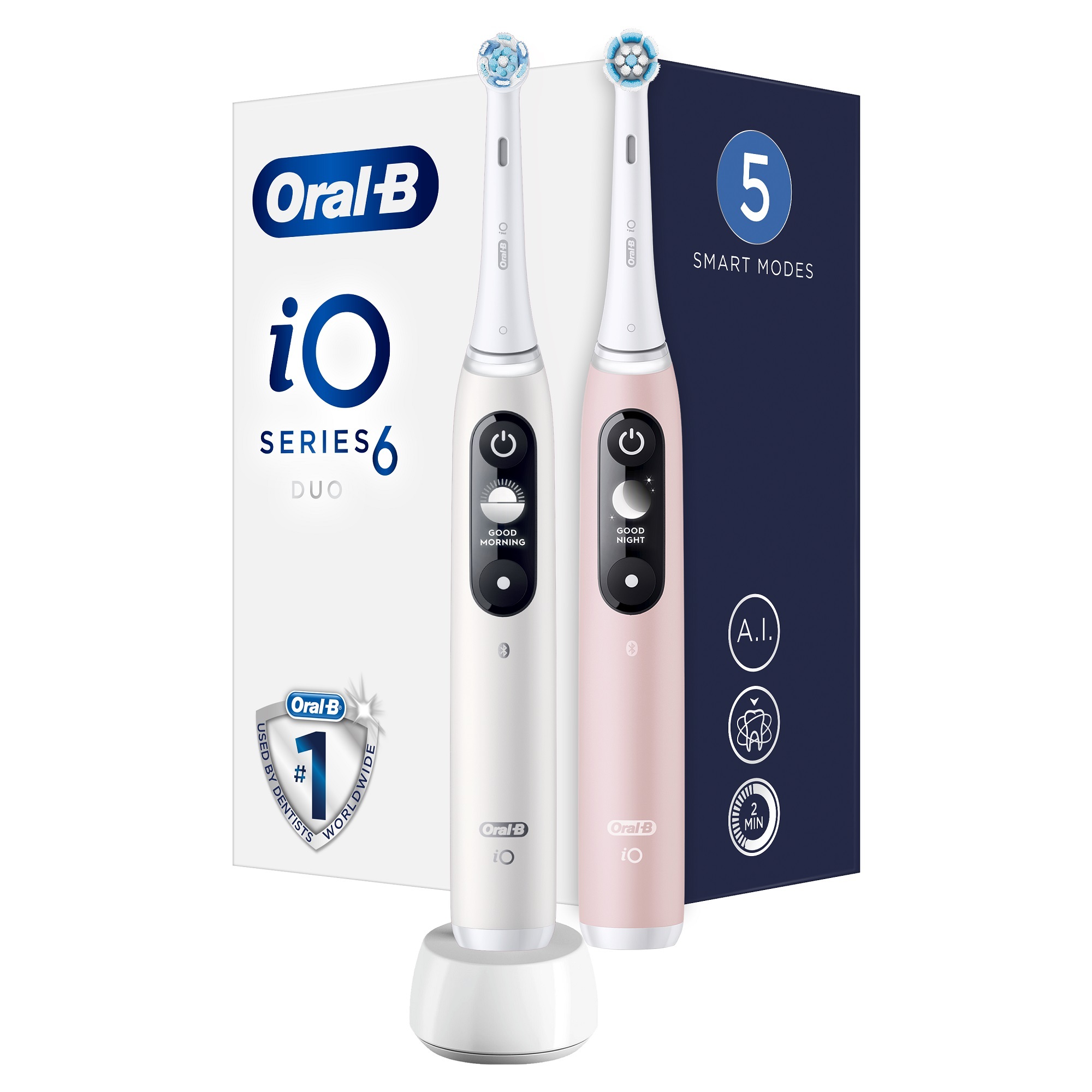 Oral B Elektrický zubní kartáček iO6 Series Duo Pack White/Pink Sand Extra Handle 2 ks
