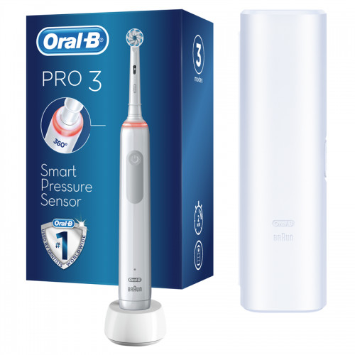 Oral B Elektrická zubná kefka Pro3 3500 White Sensitiv e Clean s cestovným puzdrom