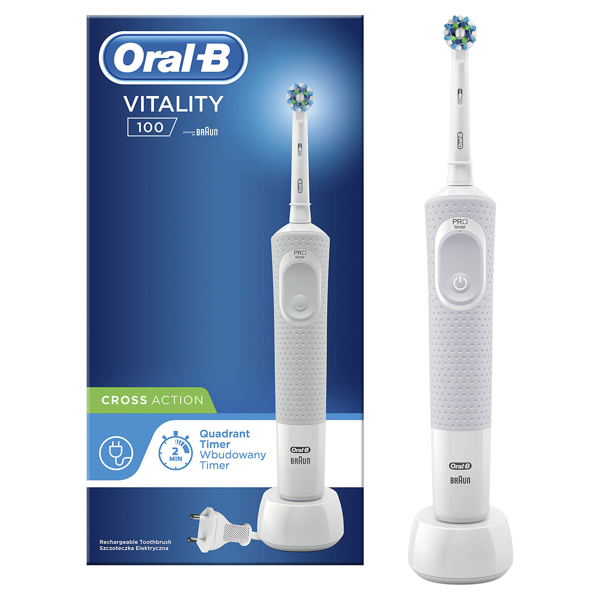 Oral B Elektrická zubná kefka Vitality D100 Cross Action White + 2 mesiace na vrátenie tovaru