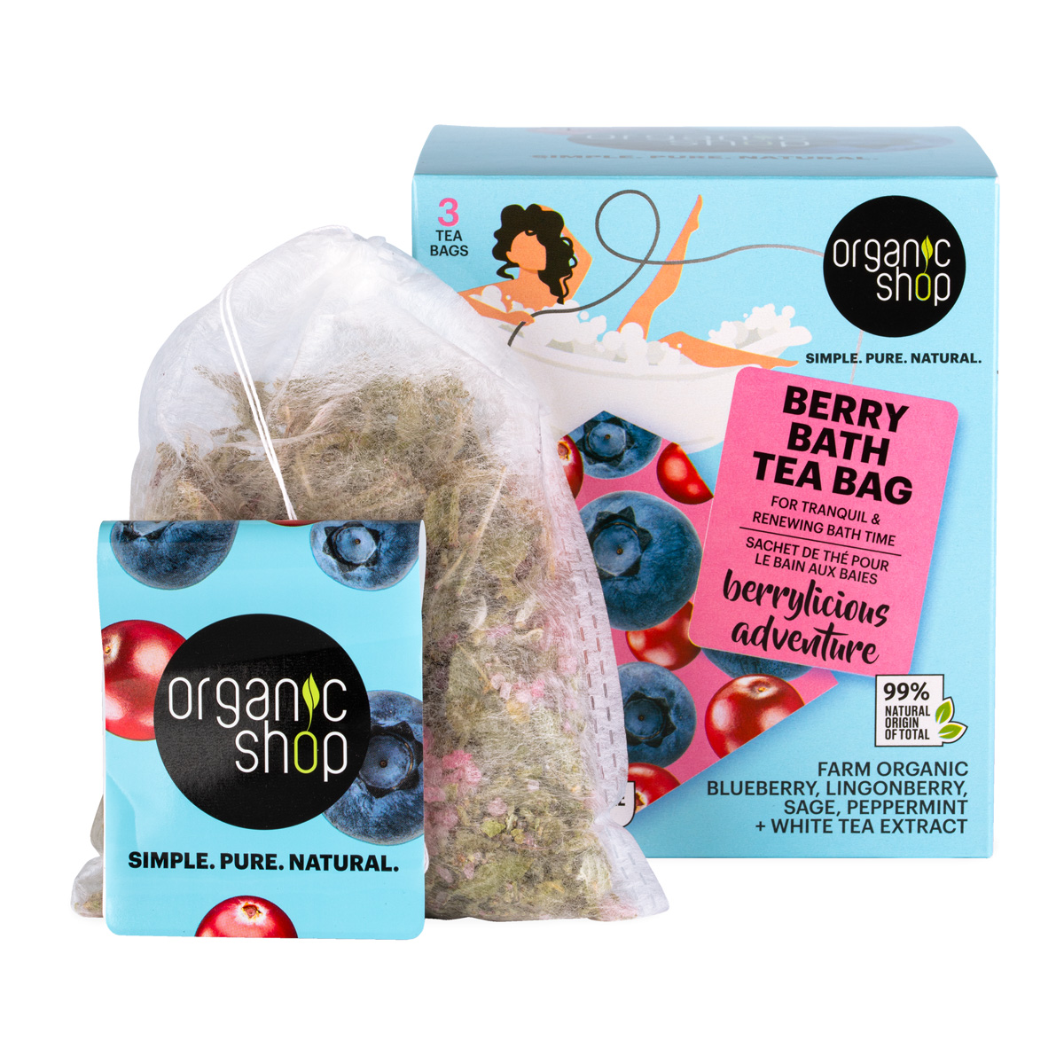 Organic Shop Vrecká do kúpeľa Bobuľové dobrodružstvo (Bath Tea Bag) 3 x 50 g