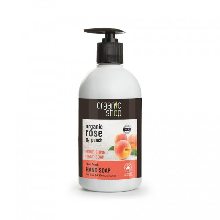 Organic Shop Vyživující mýdlo na ruce Růže a broskev (Nourising Hand Soap) 500 ml