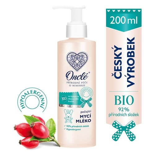 Zobrazit detail výrobku Onclé Luxusní dětské mycí mléko na tělo i vlásky s Bio šípkovým olejem 200 ml