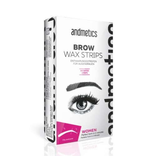 Andmetics Depilačné voskové prúžky na obočie pre ženy (Brow Wax Strips For Women)