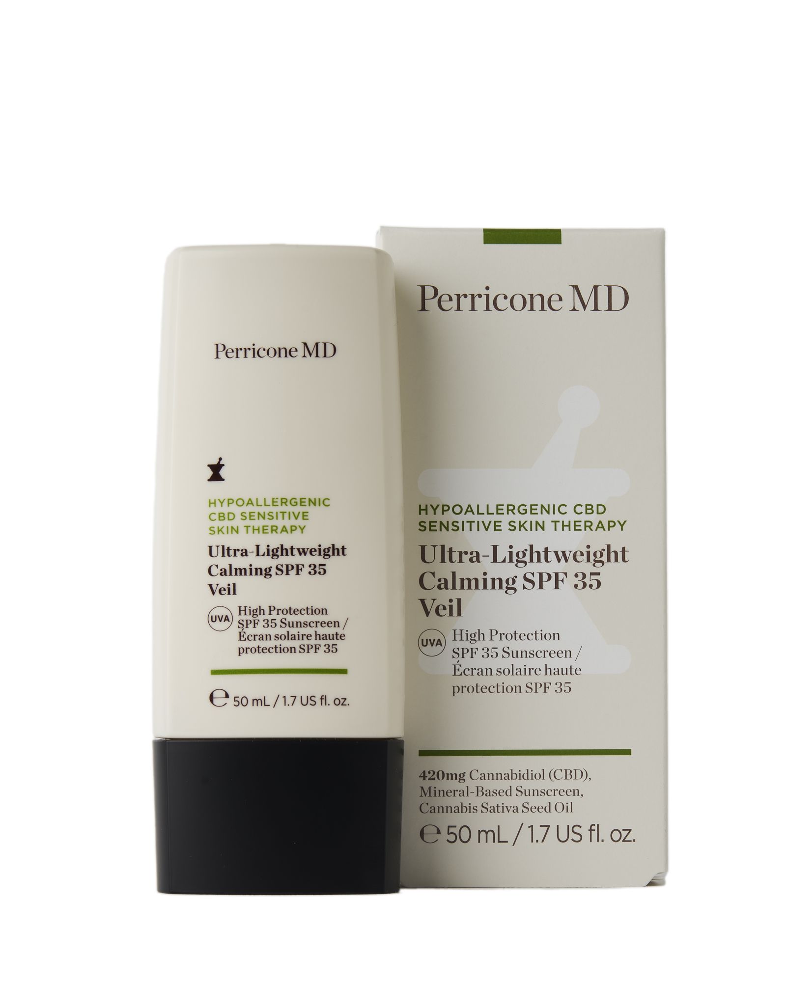 Perricone MD Lehký opalovací krém na obličej pro citlivou pleť SPF 35 Hypoallergenic CBD Sensitive Skin Therapy (Ultra-Lightweight Calming) 50 ml